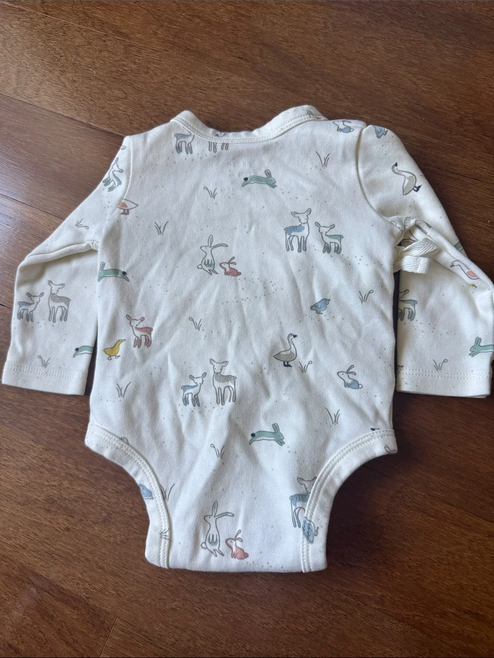 Pehr organic cotton Long-Sleeve Baby One-Piece Bodysuit with Pastel Animal Motif